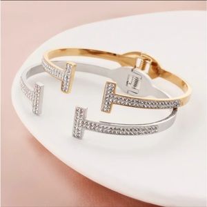 Copy Open T Bangles 18k gold plated stainless steel